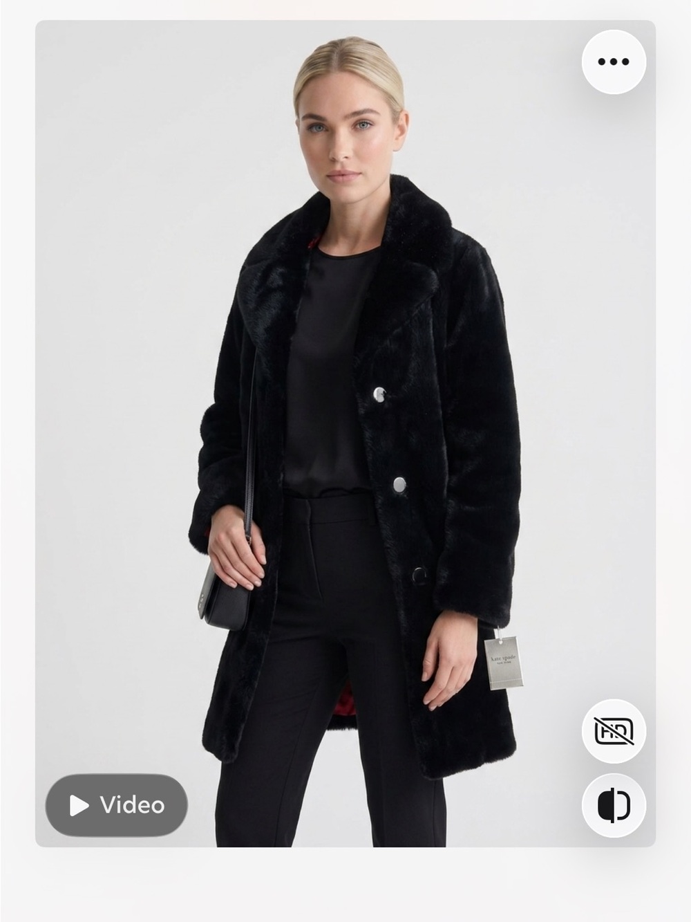 NWT KATE SPADE FAUX FUR JACKET - Women's Classic Button Jacket - Picture 2 of 5